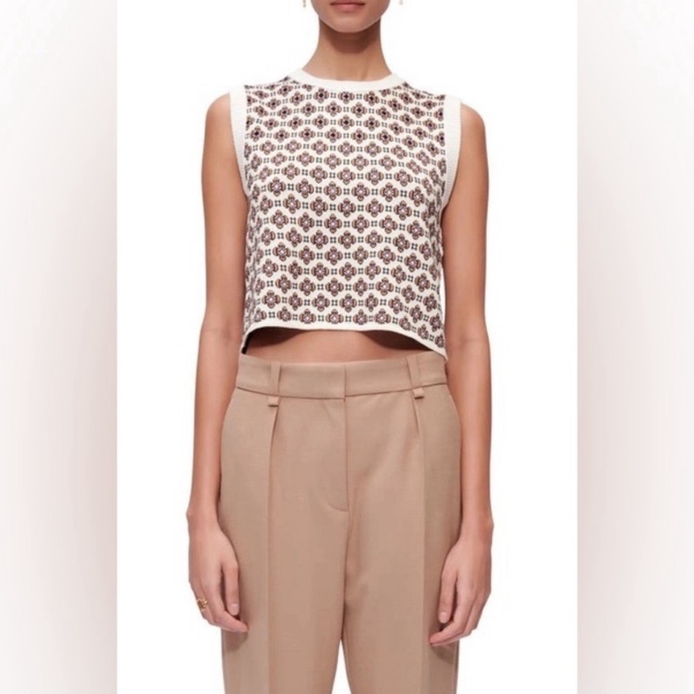 Maje Monoly Geometric Motif Straight-Cut
Jumper Shirt